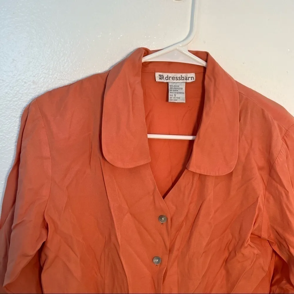Dress Barn Button Down Blouse Peach Orange - Image 3