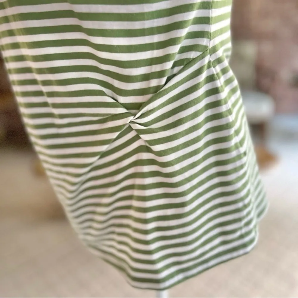 Banana Republic Tee Shirt Striped Green Twist Knot Green Top XS Short Sleeve Mod - Image 7