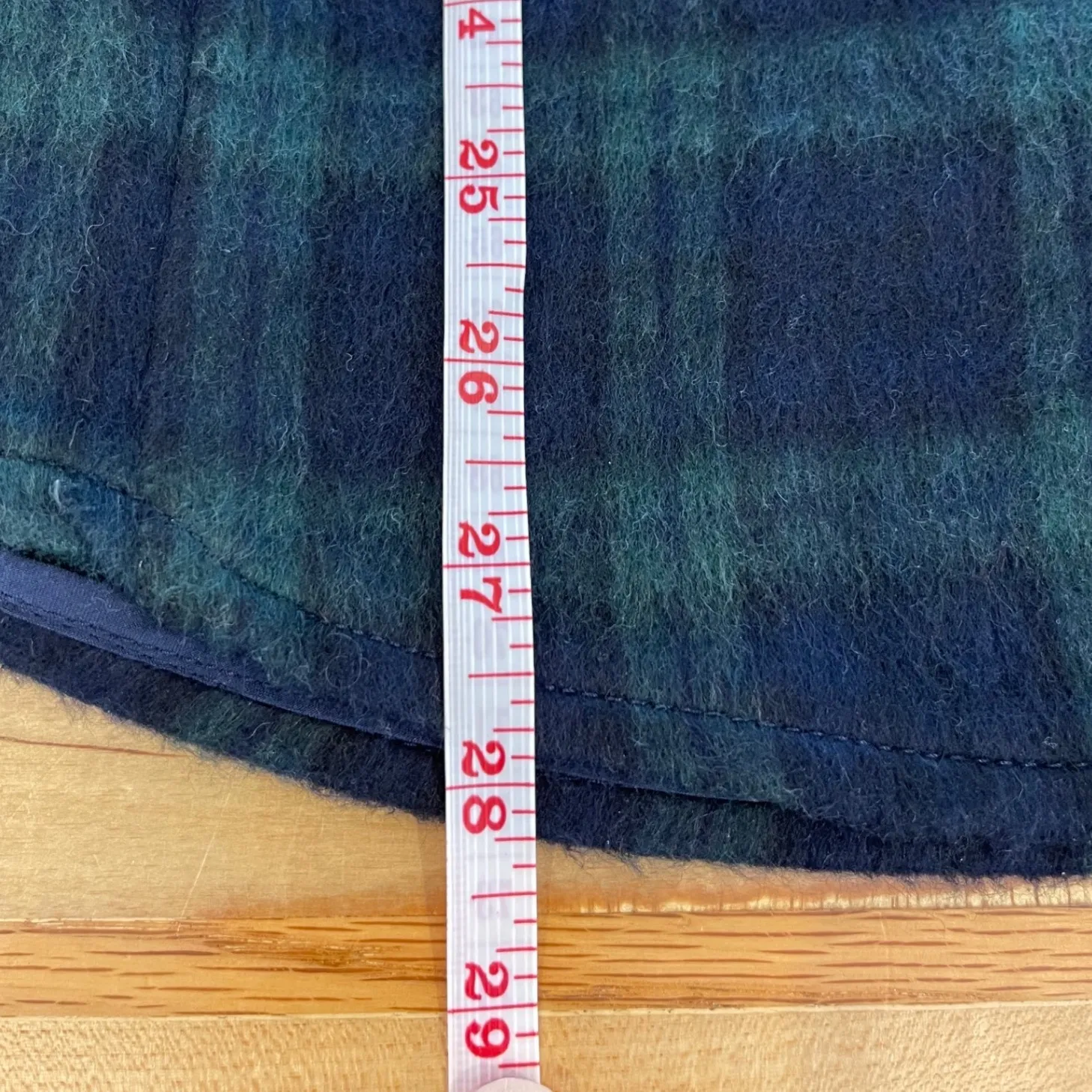 Talbots XS Plaid‎ Shirt Jacket Belted Green Black Fabric Woven in Italy - Image 7