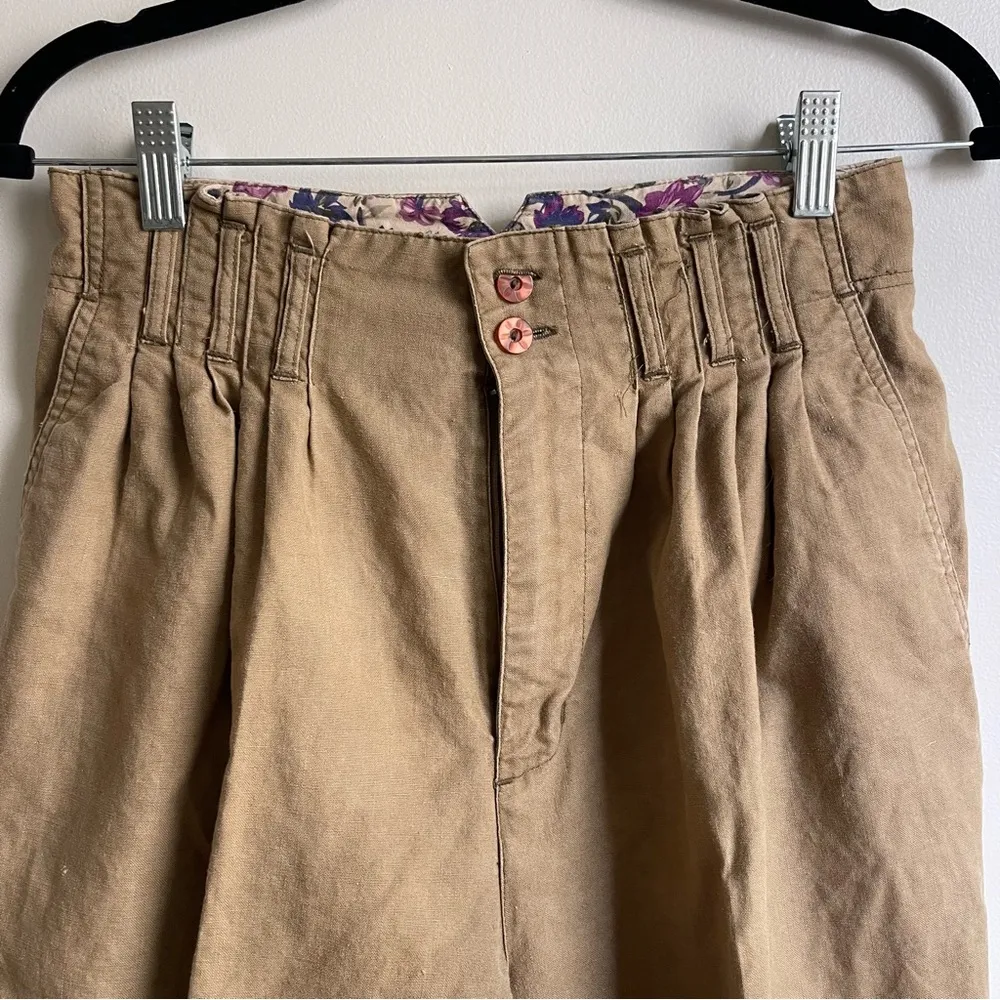 Vintage 80s Gitano Brown High Waist Pleated Tapered Leg Chino Pants 26” 5 / 6 - Image 5