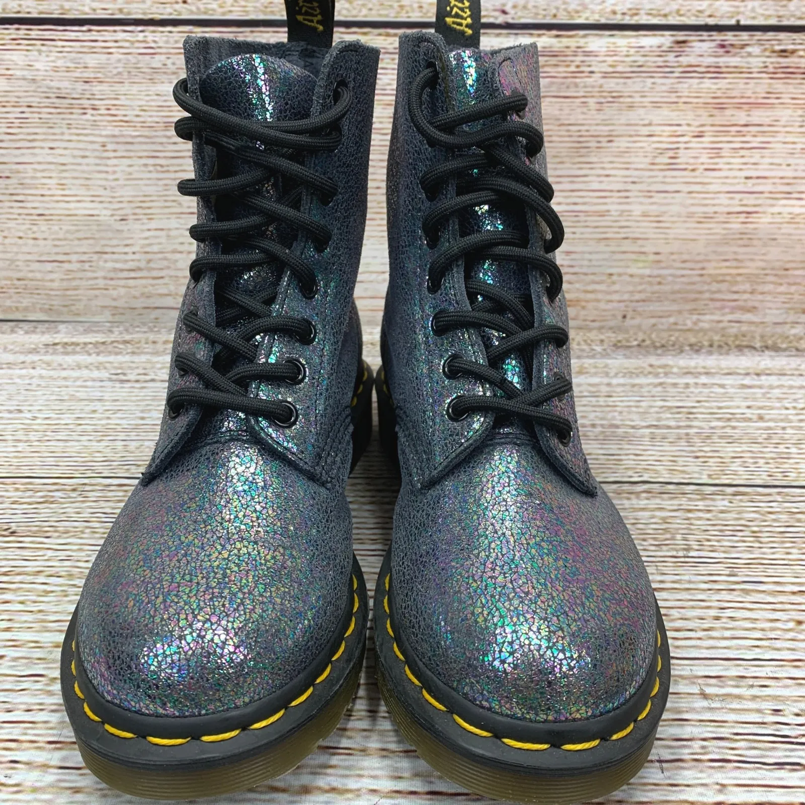 Dr. Martens‎ Pascal Iridescent Crackle Boots Size US 6 UK 4 Metallic Sparkle - Image 4