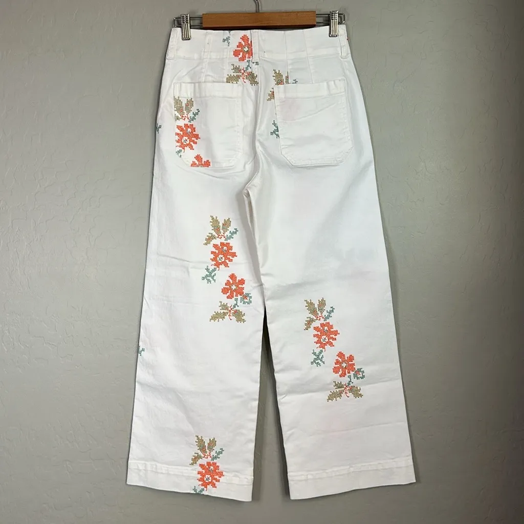 Maeve by Anthropologie The Colette Floral Embroidered Cropped Wide-Leg Jeans - Image 5