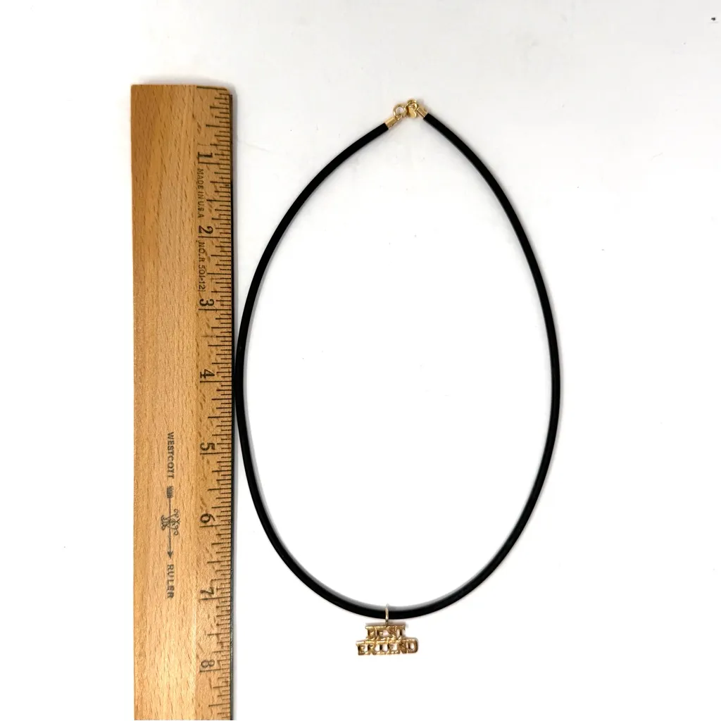 14K yellow gold Best Friend pendant on rubber cord w 14K closure, Italy, NWOT - Image 14