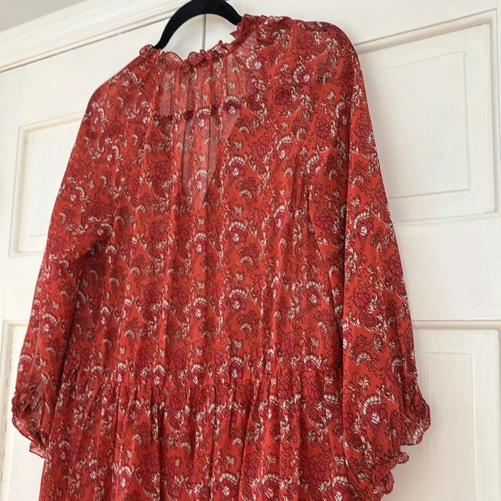 Ulla Johnson Ruby Red Ollie Dress Size 4 Valentines Day Silk Floral Mini Dress - Image 12