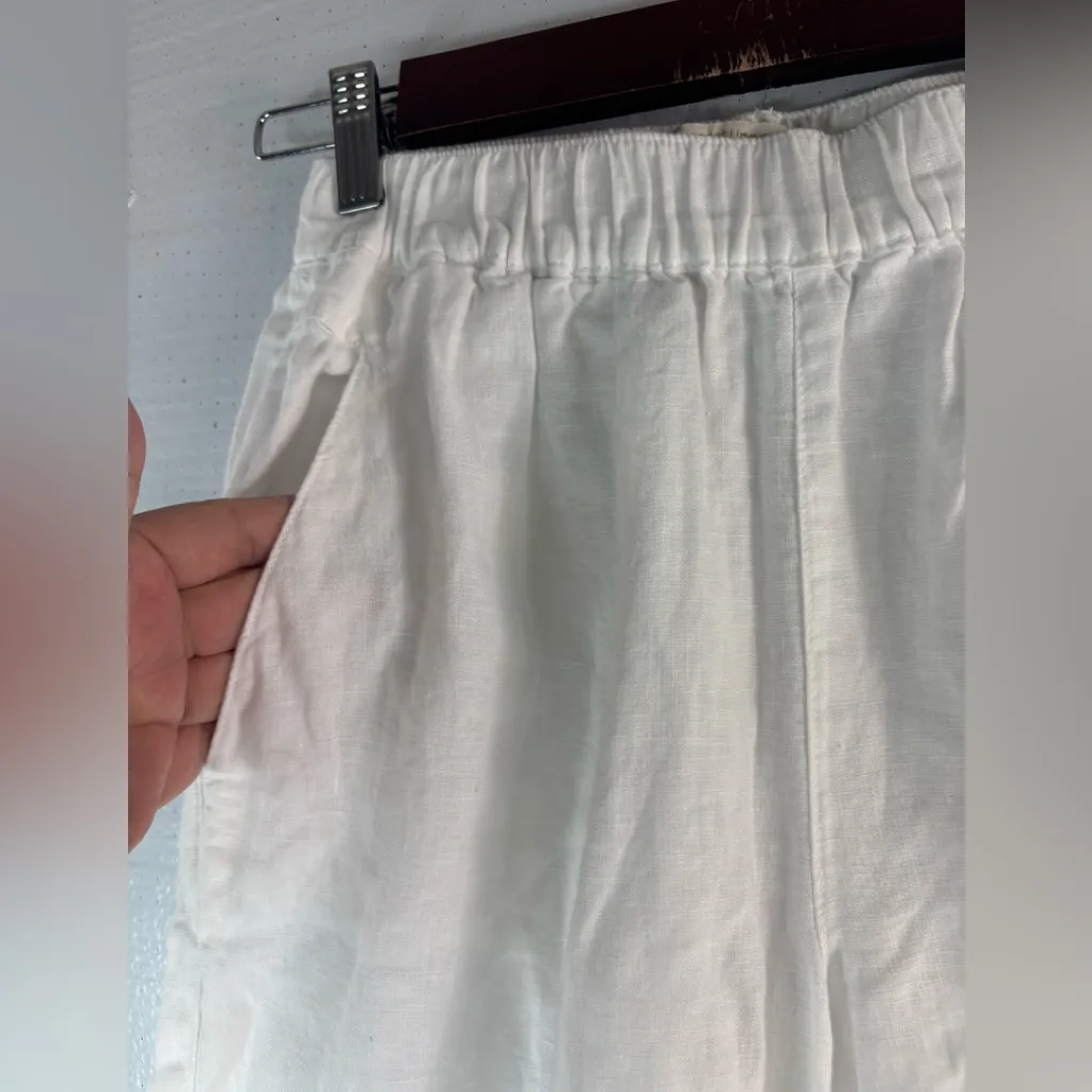 Cynthia Rowley XS Summer Linen White Wide Leg Pants - Image 4