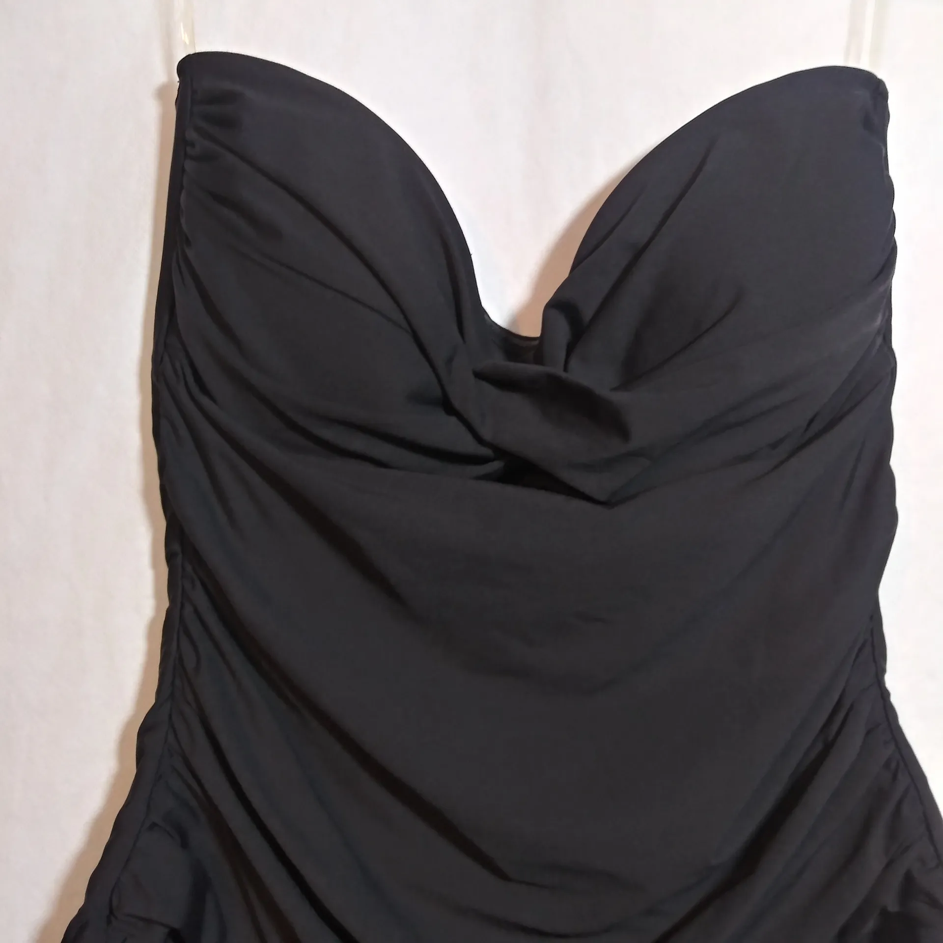 Anne Cole Black Twist Front Shirred One Piece Strapless Swimsuit Size XXL - Image 4