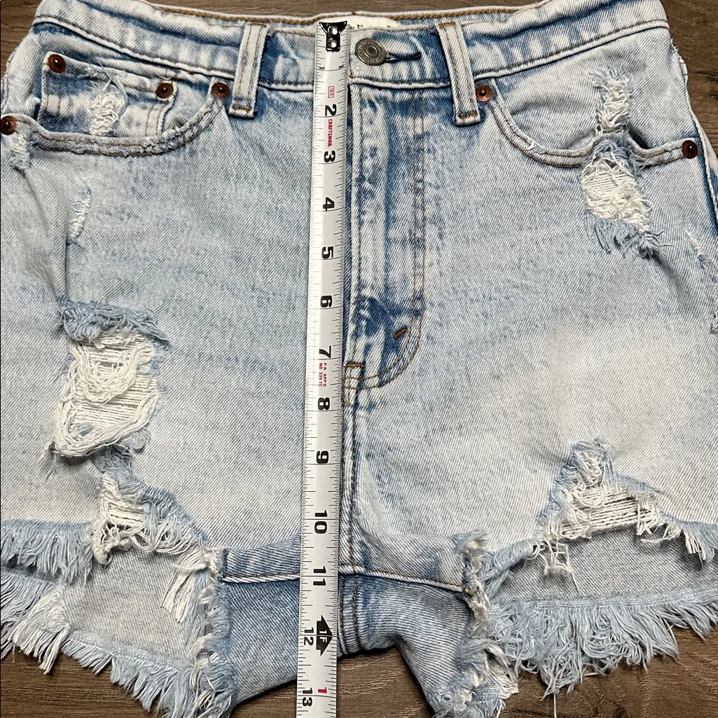 Abercrombie & FitchThe Mom High Rise Curve Love Stretch Blue Jean Shorts Size 25 - Image 8