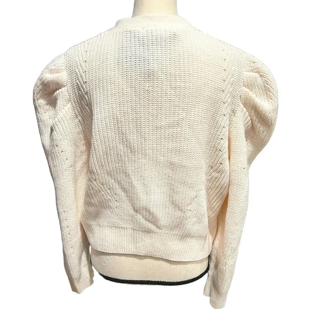Marc New York Women's Pleated Puff Sleeve Cable Knit Sweater Ivory Size XL NWT - Image 5