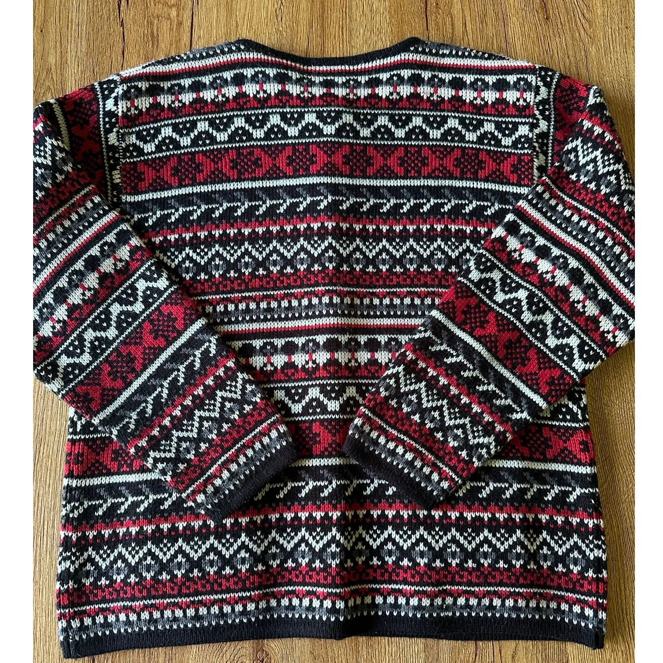 Hasting & Smith Vtg Red & White Patterned Chunky Cardigan Sweater Size S - Image 2