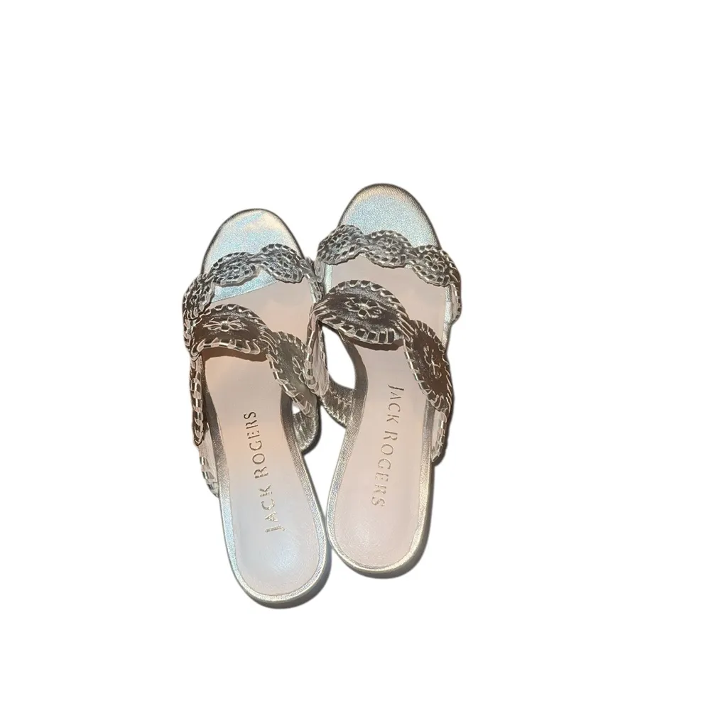 Jack Rogers  Leather Metallic Gold Sandals 6.5 M - Image 2