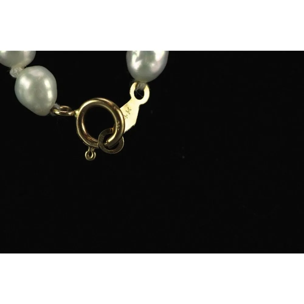 VTG Fresh Water Pearl & Black Onyx 16" NECKLACE + BRACELET 7.5" 24k Gold Clasp - Image 3