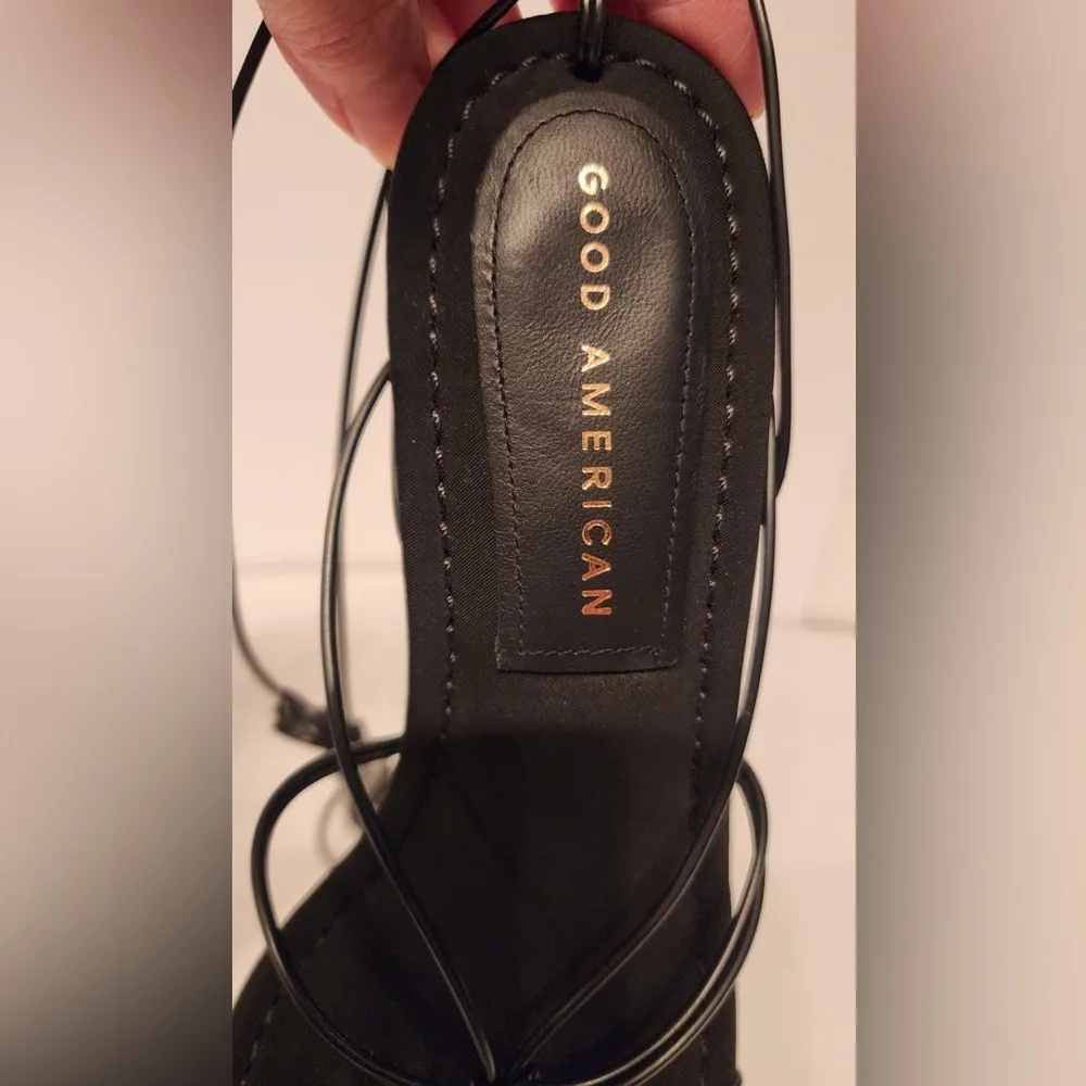 Good American Shoes Womens Caged Neoprene Lace Up Sandals In Black Size 6.5 - Image 12