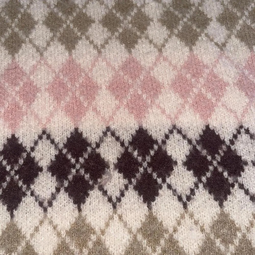 SheIn Pink neutrals Argyle diamond printed sweater vest - Image 3