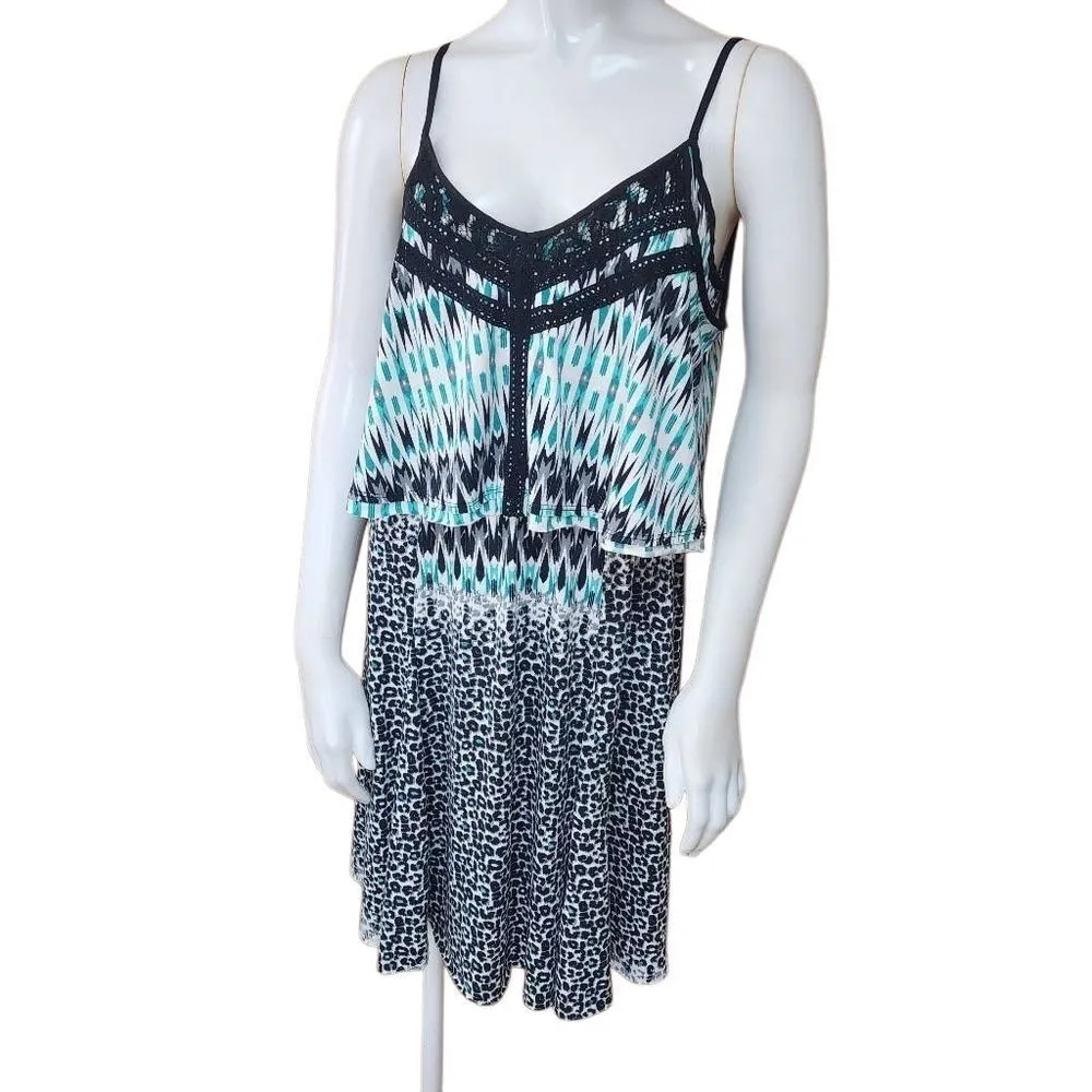 NWT Vanity Teal, Black, & White Southwestern & Leopard Print Dress (M) Black Size M - Image 2