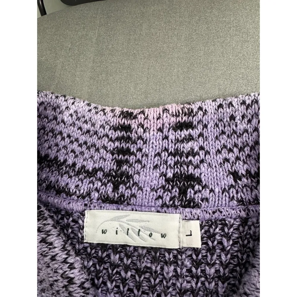 Willow Purple Black Knitted Patterned Fringe Button Cardigan Jacket Large‎ - Image 7