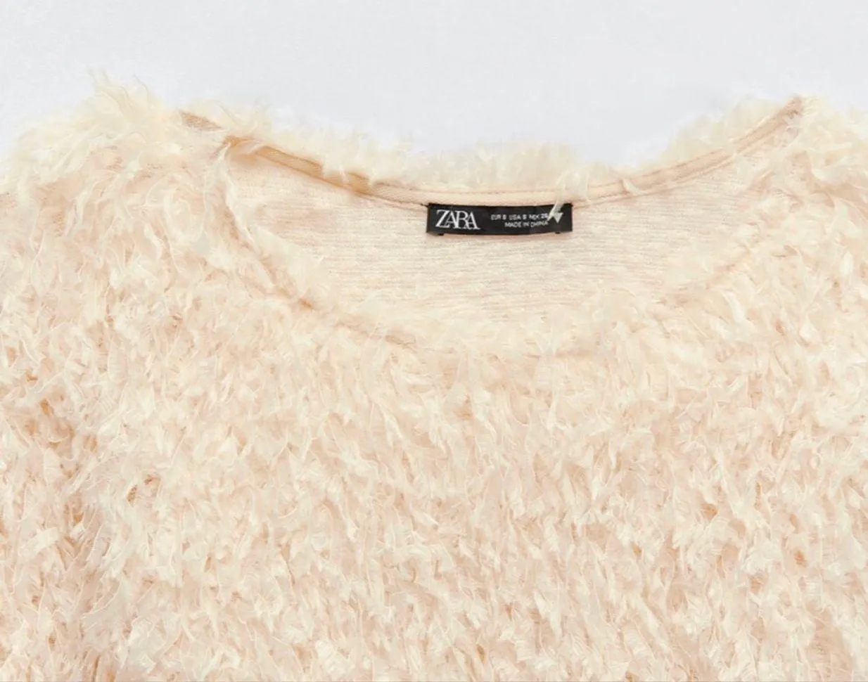 Cream Feather Effect Sweatshirt Sweater Top - Image 12