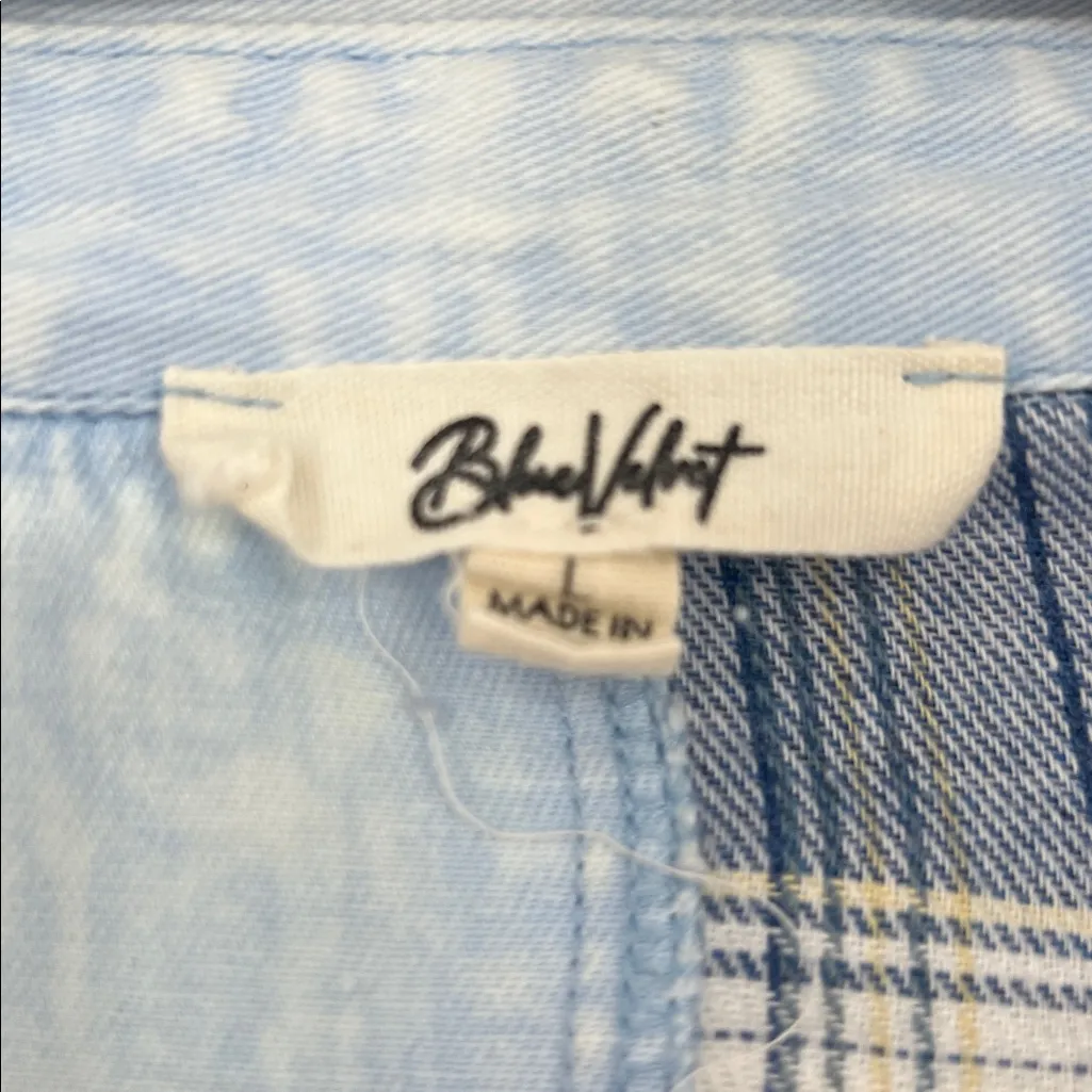 BlueVelvet Oversized Mixed Fabric Top in Denim Patchwork Denim shirt jacket Blu Blue Size L - Image 2