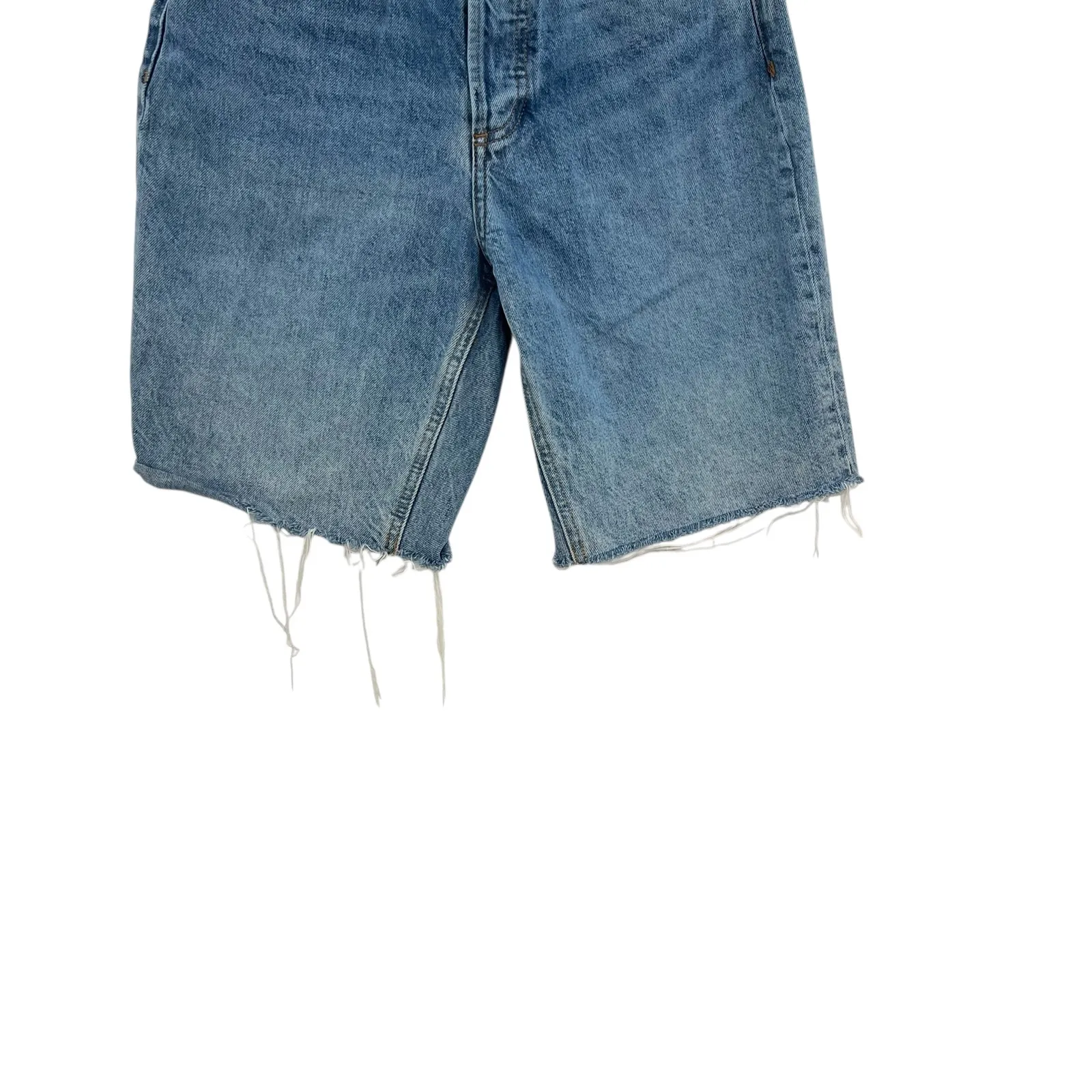 Aritzia Denim Forum The Joni Loose‎ Long Short High Rise Denim Blue Size 25 - Image 6