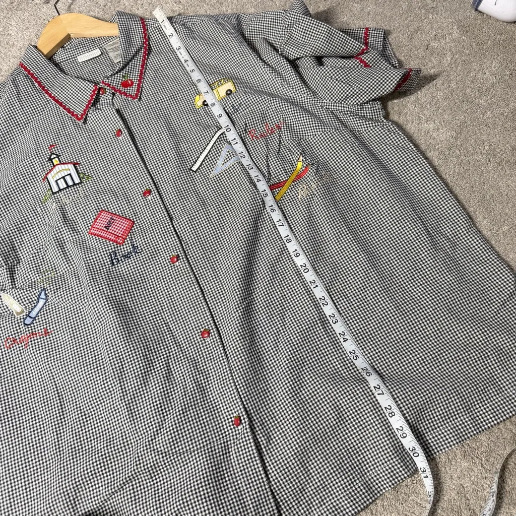 White Stag Women’s Embroidered School Teacher Gingham Shirt Shortsleeve 26W/28W - Image 9