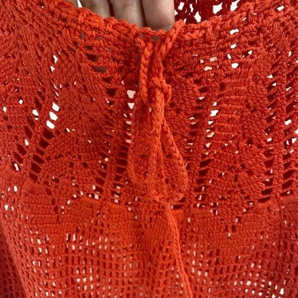 Anthropologie Korovilas Size M‎ Crochet Beach Mini Dress Red Orange New - Image 3