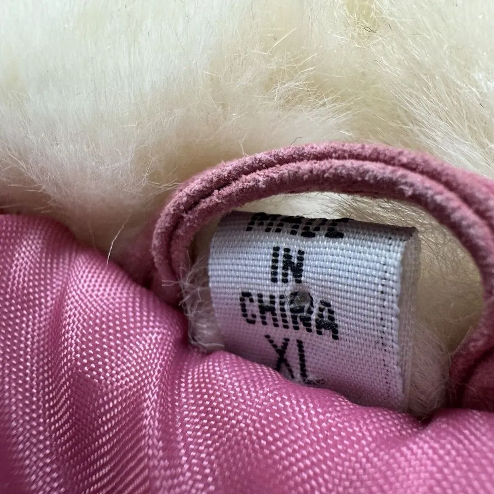 Vtg Suede‎ Leather Faux Shearling Fur Jacket Coat Penny Lane Sz XL Y2K Barbie Pink - Image 5