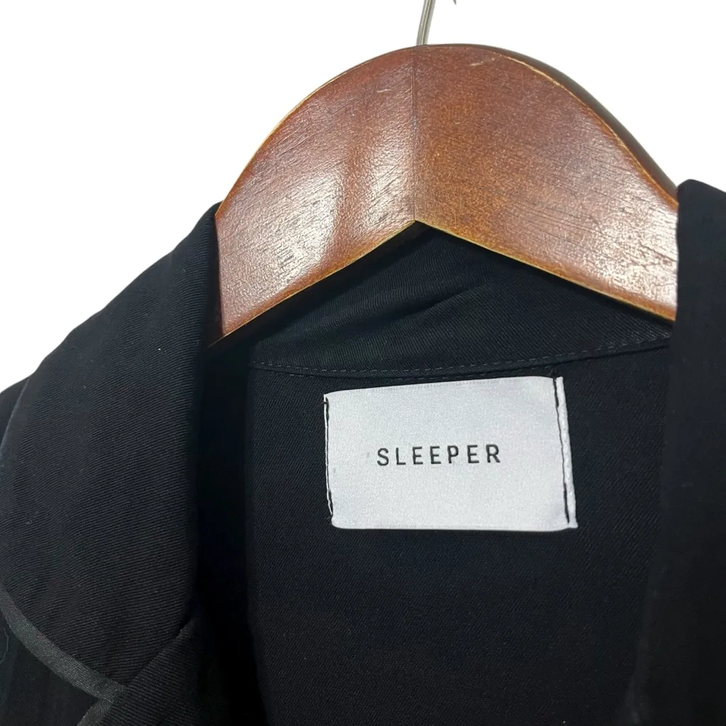Sleeper Pajama Top Women’s XS Black Button Front Contrast Piping Viscose Lounge - Image 9
