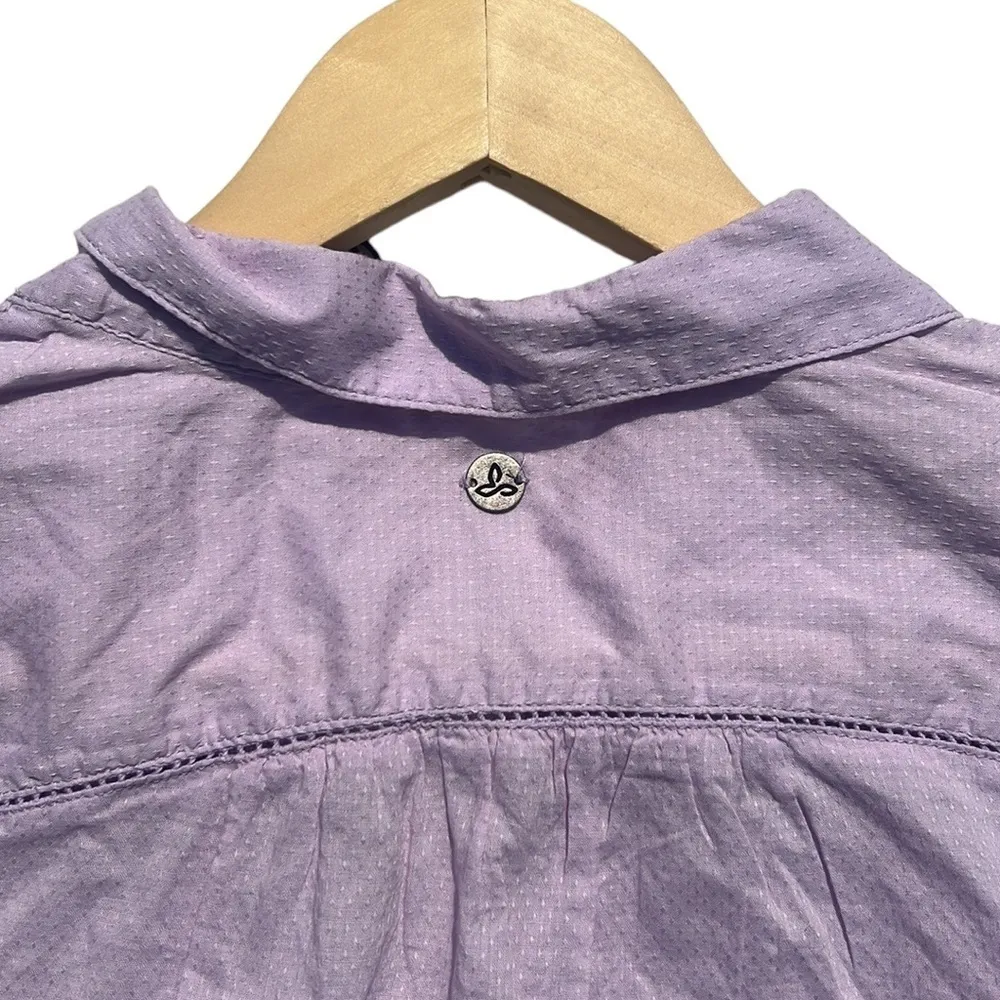 PRANA Organic Short Sleeve Katya Blouse NWT Bleached Lavender Size Small - Image 9