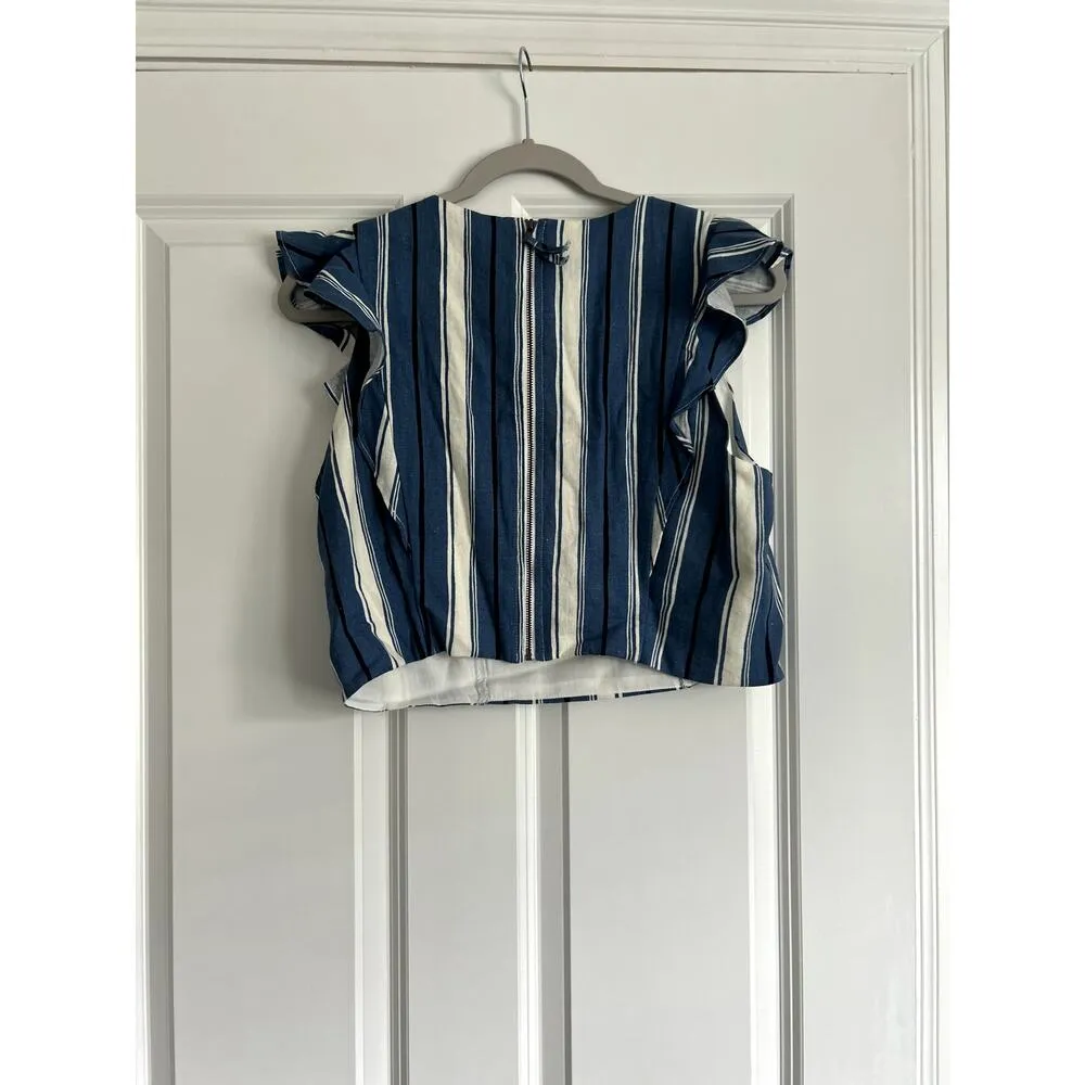 Lost + Wander Blue Striped Top, Fully Lined, Size Large - Image 3