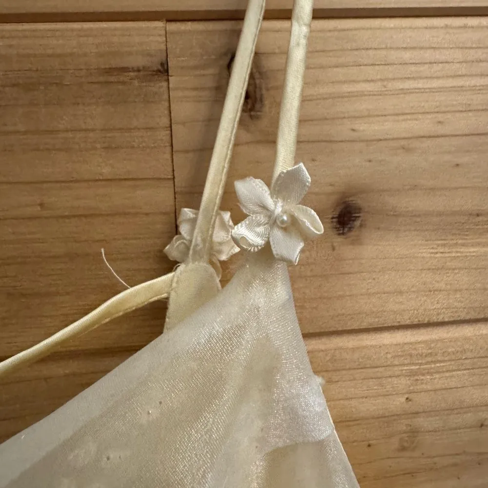 Vintage Zum Zum Niki Livas Size Medium Pale Daffodil Cross Back Floral Ball Gown Yellow - Image 3