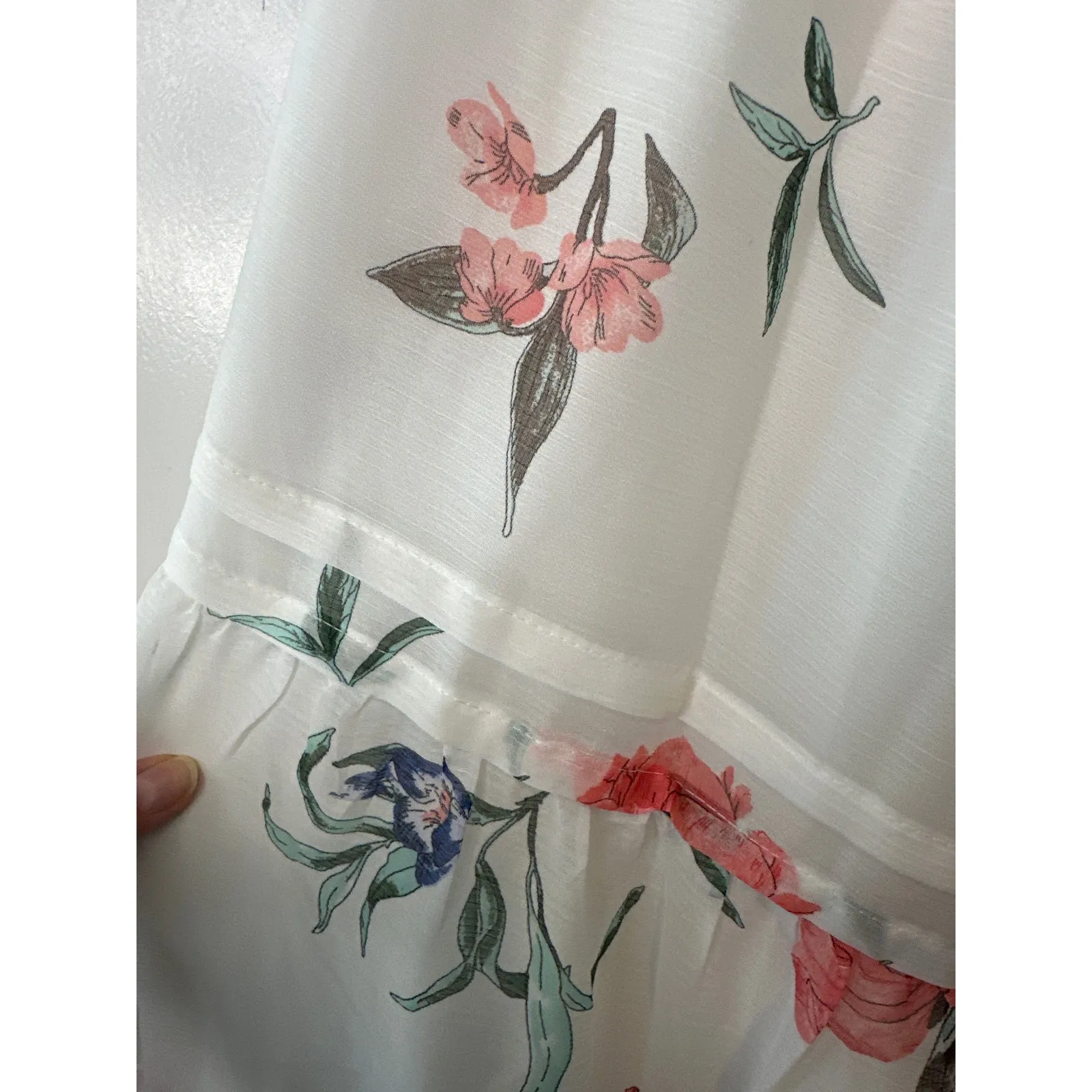 Anthropologie Somerset Strapless Floral Chiffon Midi Dress Ivory NWT Size L - Image 8