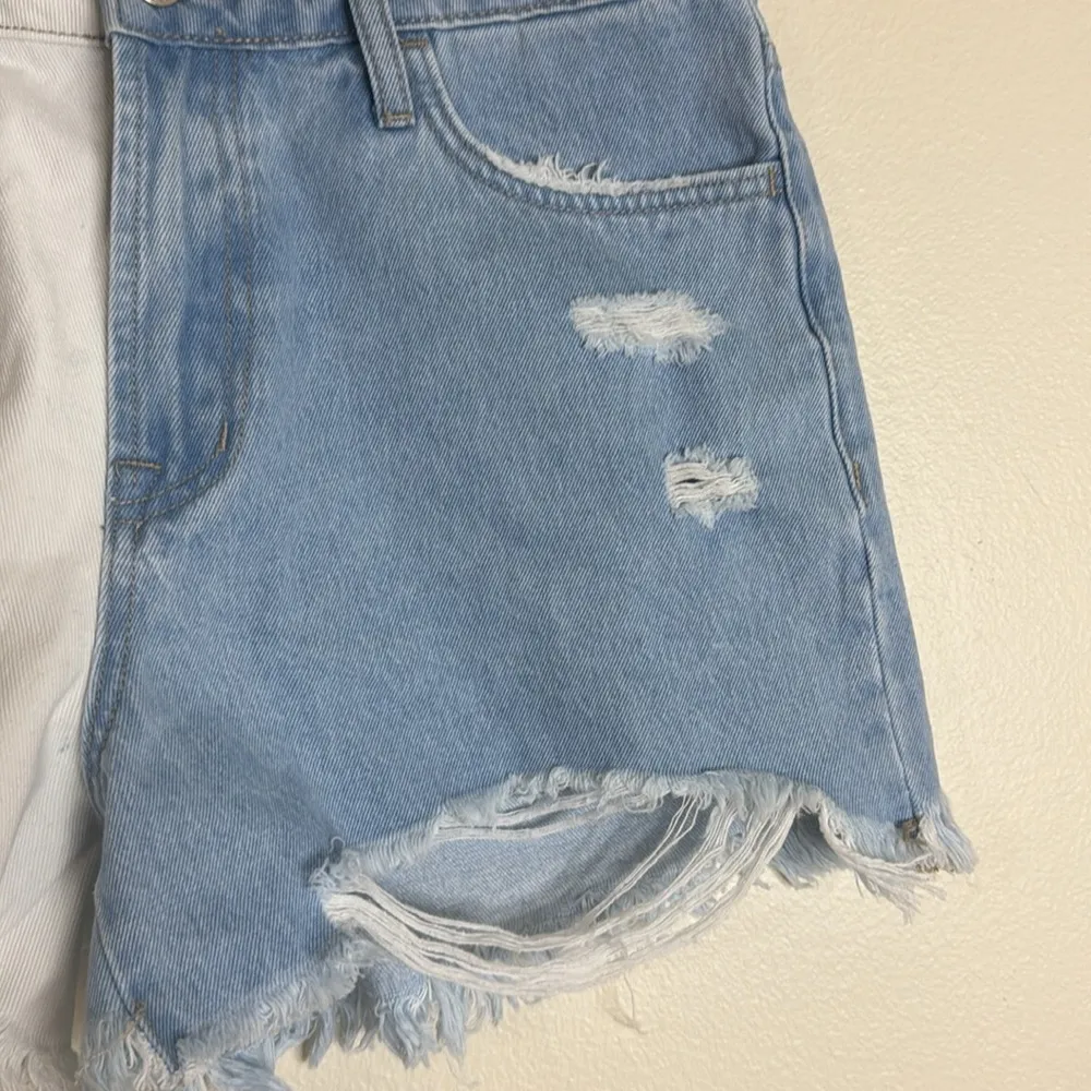 Vervet Rebecca high rise colorblock fringe Denim shirts size medium - Image 4