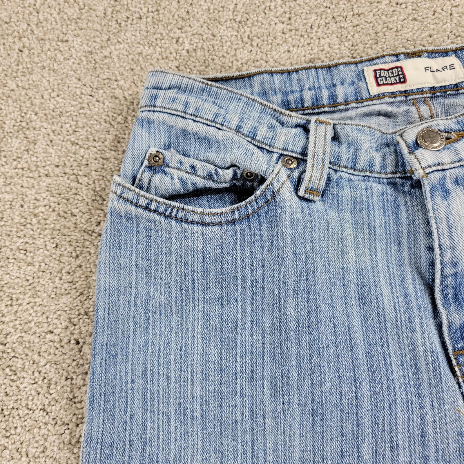 Faded Glory Womens Jeans 4 Blue Light Wash Wide‎ Leg Cotton High Rise Denim Y2K - Image 3