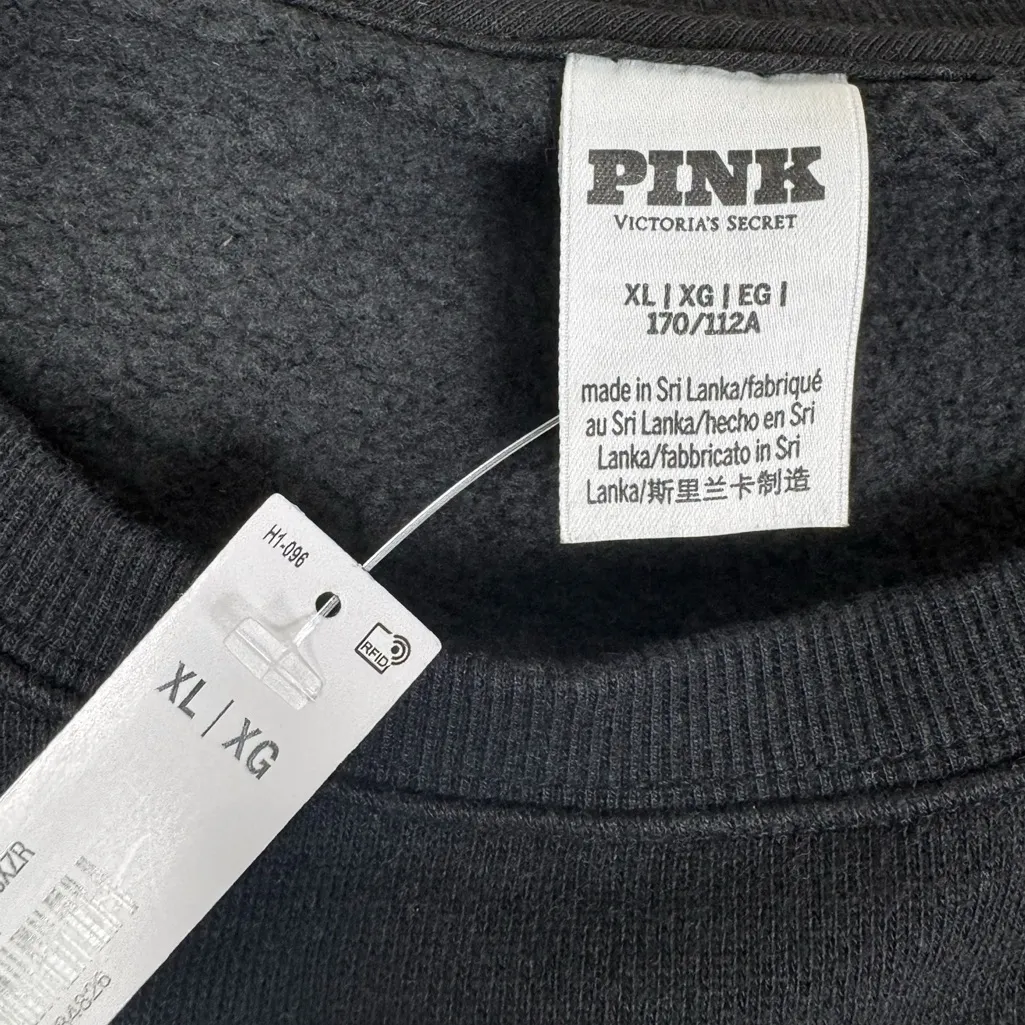NWT PINK Victoria's Secret Ivy Fleece Campus Black Relaxed Sweatpant Sweatshirt - Image 3