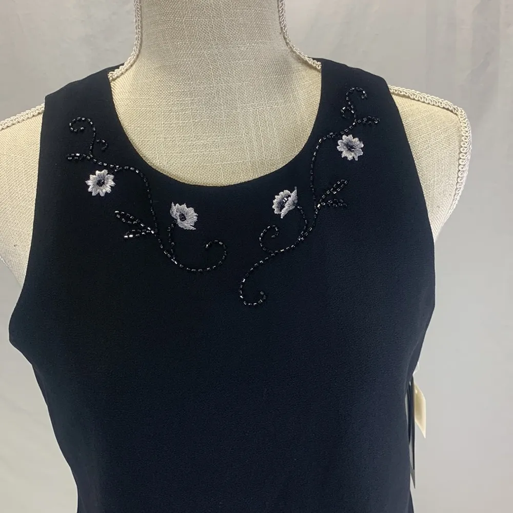 Evening Essentials Beaded and Embroidered Black Cami Medium - Image 3