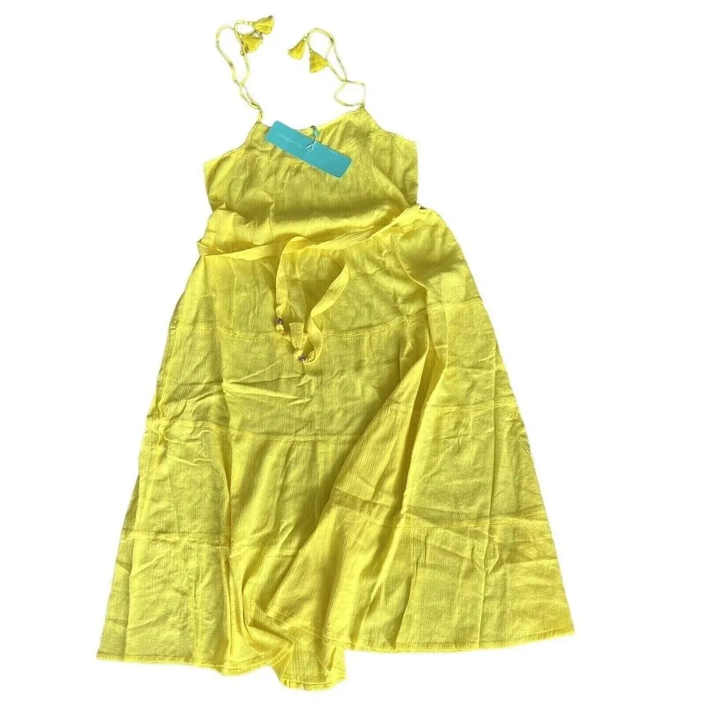 Melissa Odabash Womens Medium Fru Lemon Yellow Swim Beach Dress Tiny Flaw - Image 3