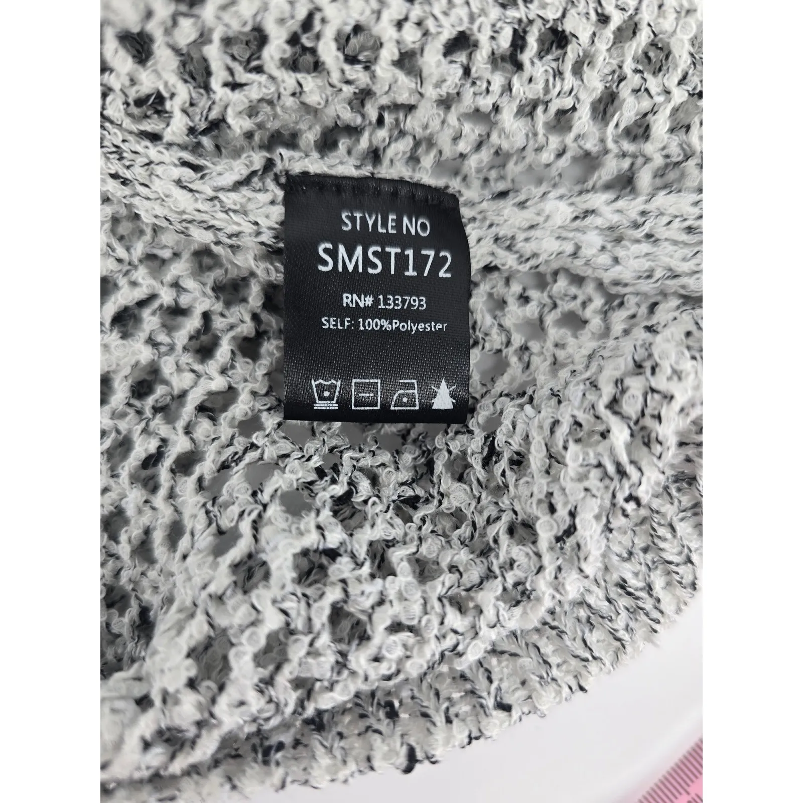 POL Knit Hoodie Sweater Gray Speckled Open Weave Pullover Women's Size Small - Image 4