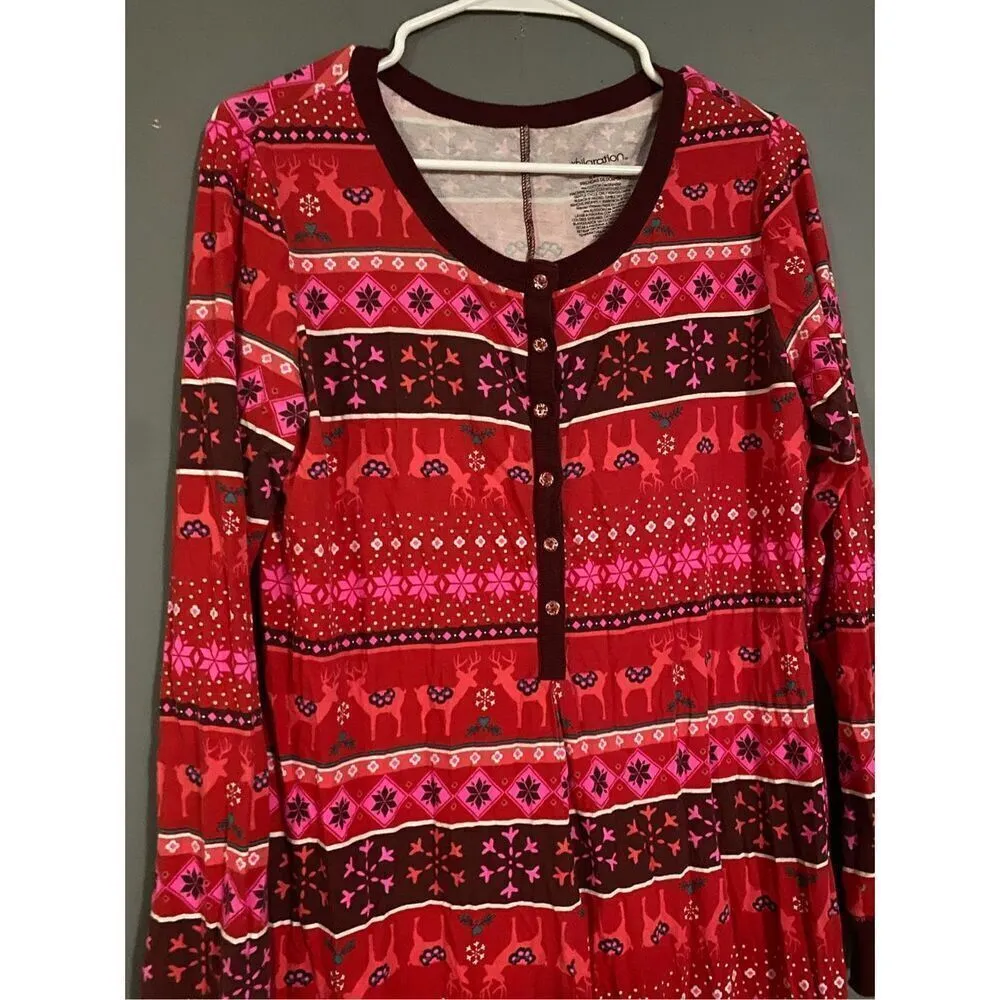 Xhilaration Pink Purple Long John Long Sleeve Jogger Jumpsuit Size Large - Image 3