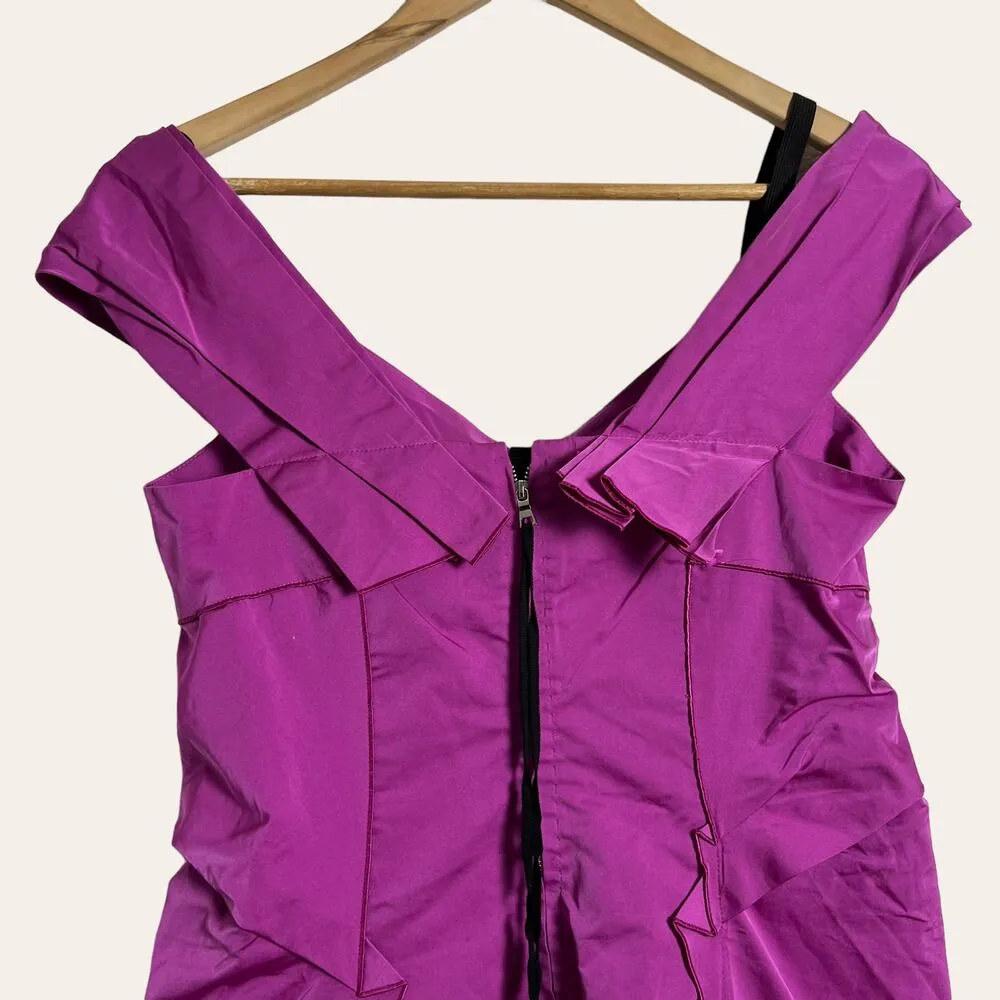 Marc Jacobs Magenta Purple Off Shoulder Twist Knot Front Mini Dress Size 2 - Image 6