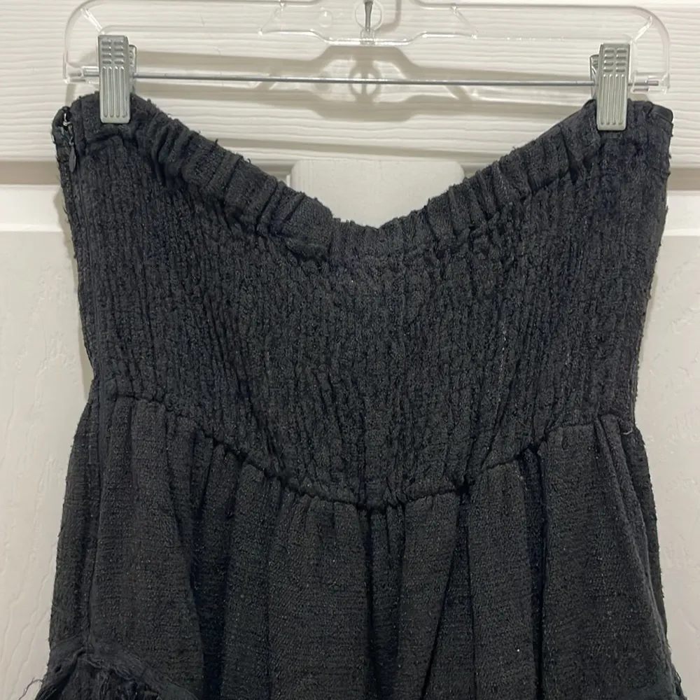 Billabong Designers Closet Black Strapless Fringe Tiered Mini Dress - Image 5
