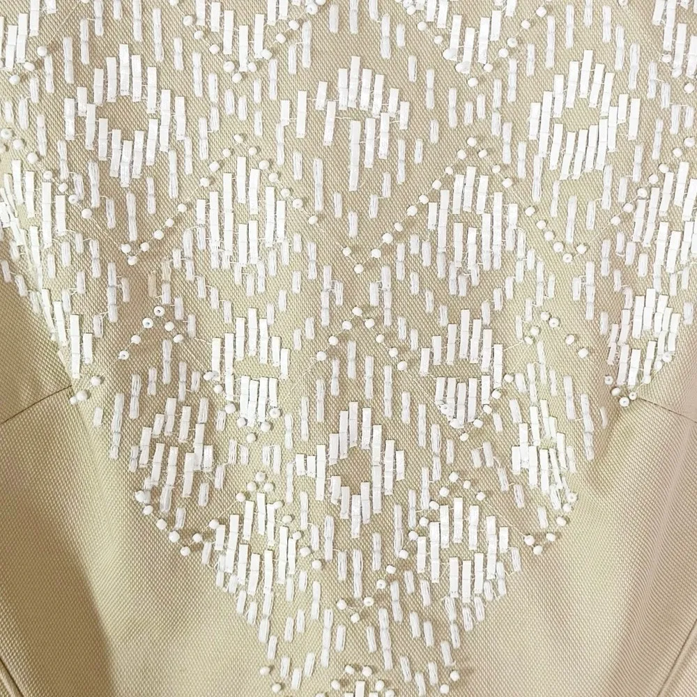 Antonio Melani Embroidered Carys Sheath Dress in Papyrus Beige Size 0 - Image 4