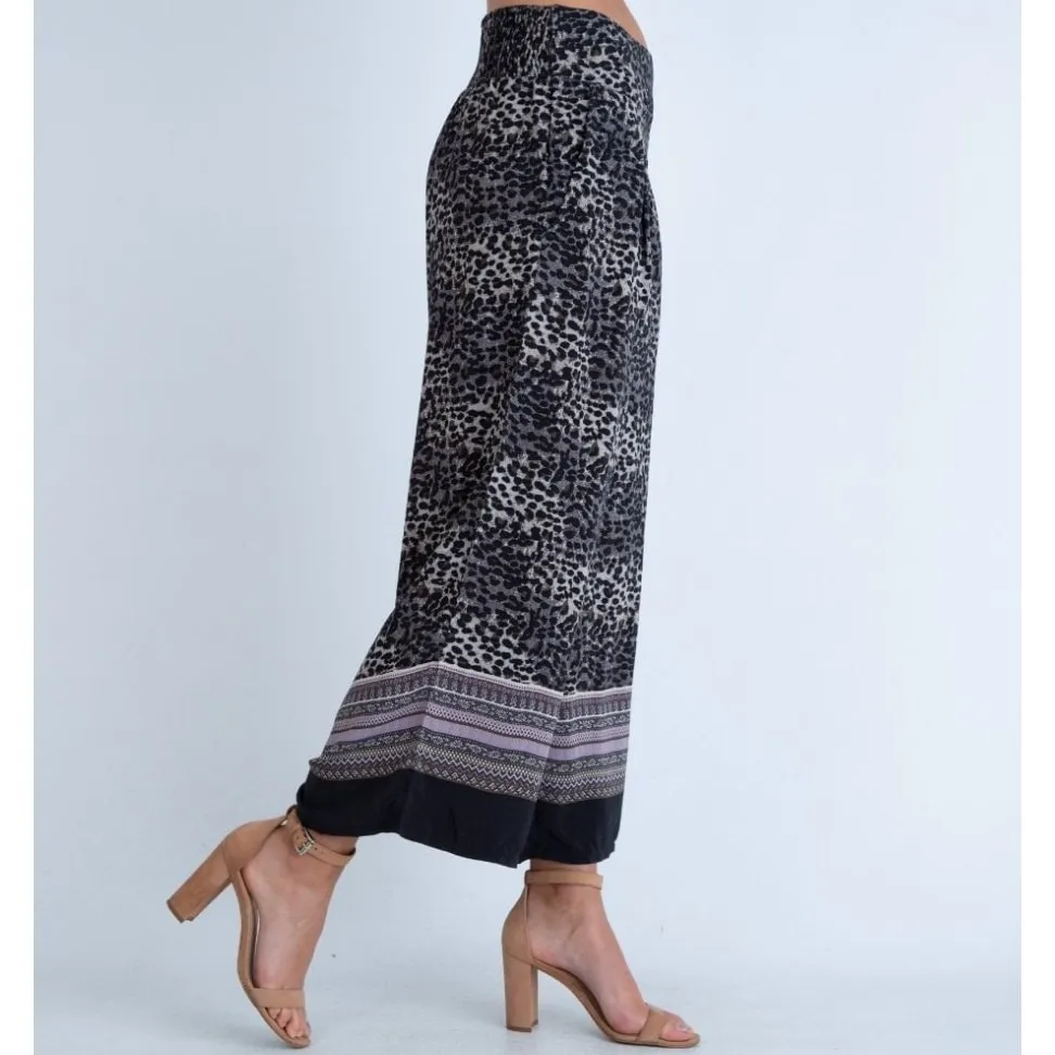 Masai‎ Leopard Print Elasticated Waist Pull On Pants Culottes Size Large Viscose - Image 2