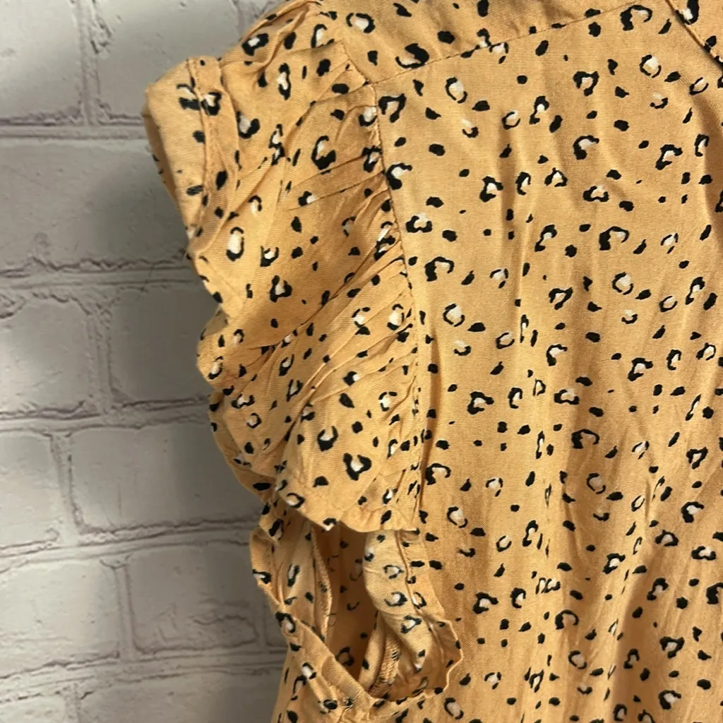 THML New mob wife leopard print ruffle sleeve Cora top size Small old money - Image 4