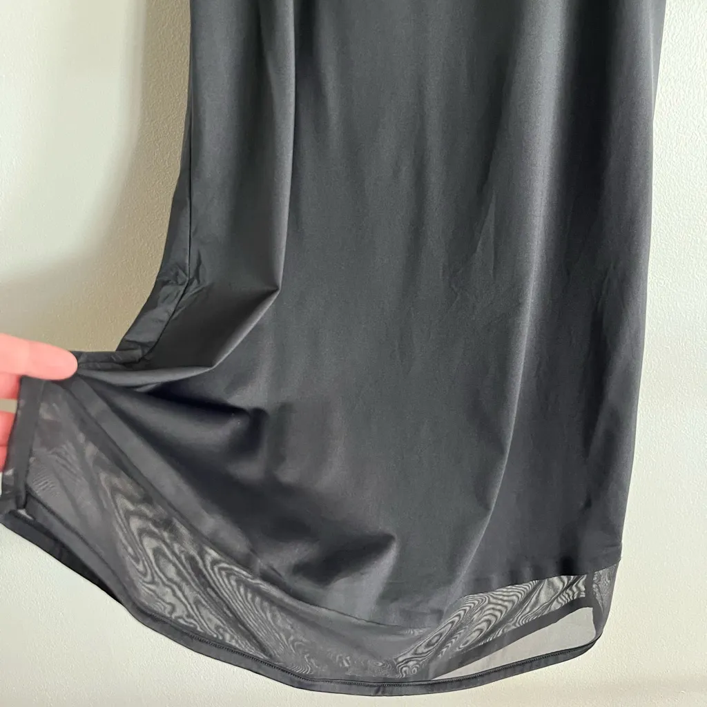Athleta Longline Tank Top Black Mesh Trim Tunic mini dress Activewear Size SP - Image 4