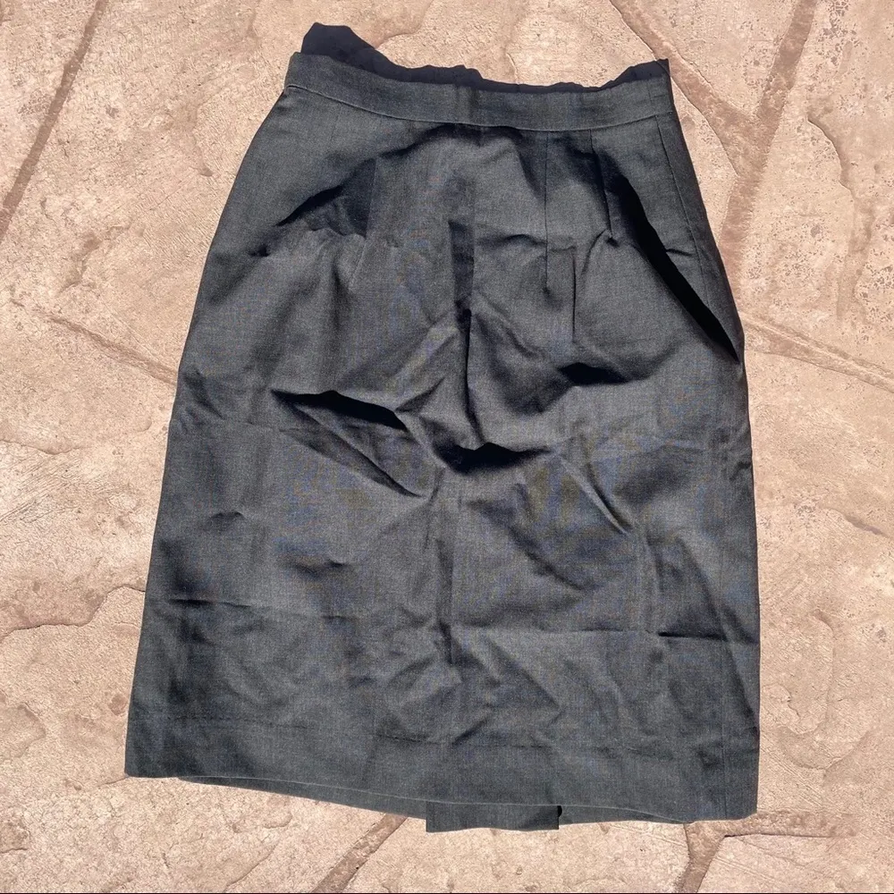 Saks 5th Ave Skirt 6 Vintage Worsted Wool High Waist Midi Gray Career Office - Image 3