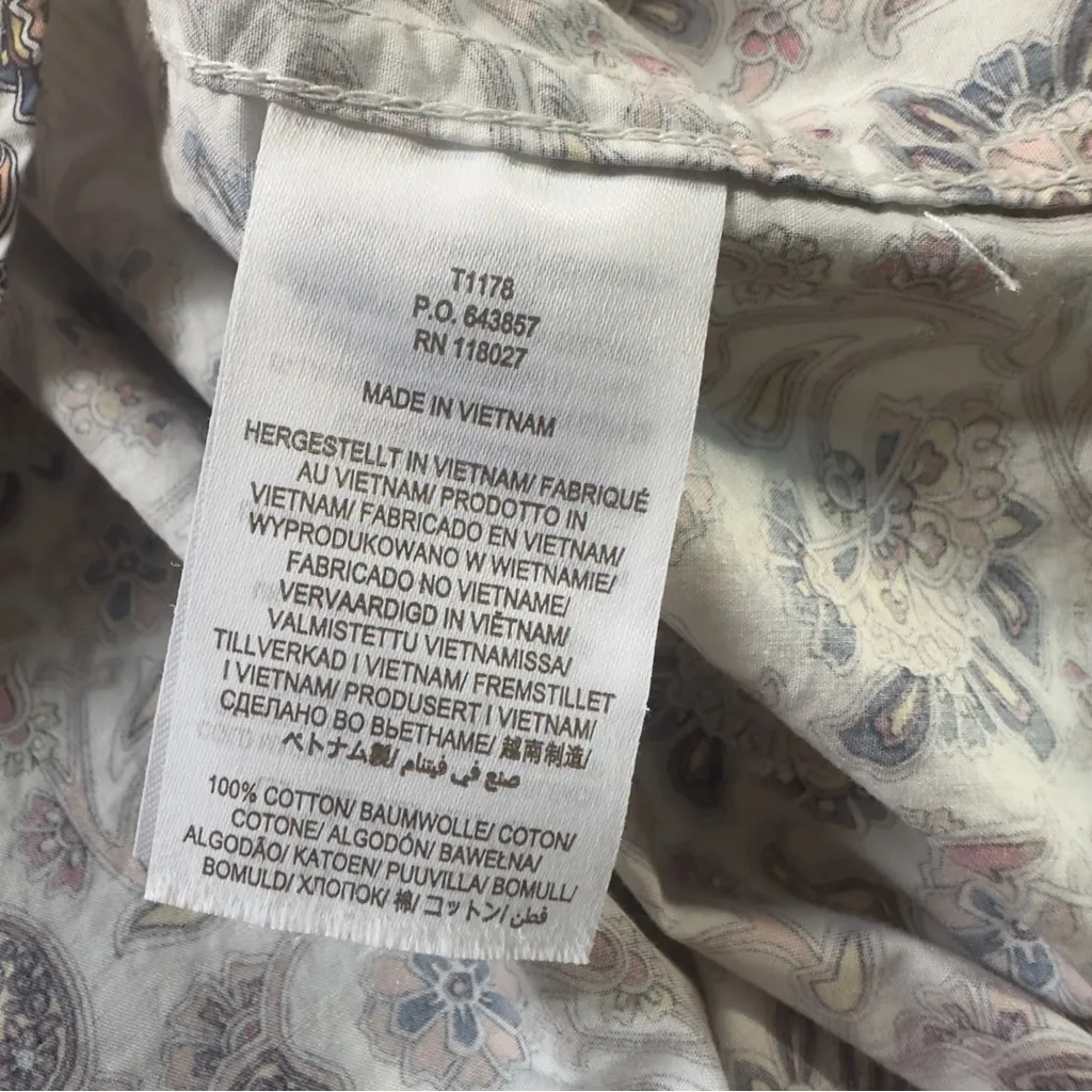 Boden Paisley Floral Cotton Button Down Business Casual Blouse Top Size 2P T1178 White - Image 11