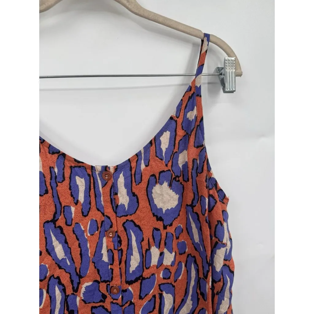 Cabi Isla Cami Animal Printed Top Women M Colorful Retro Button Front Bohemian‎ - Image 9