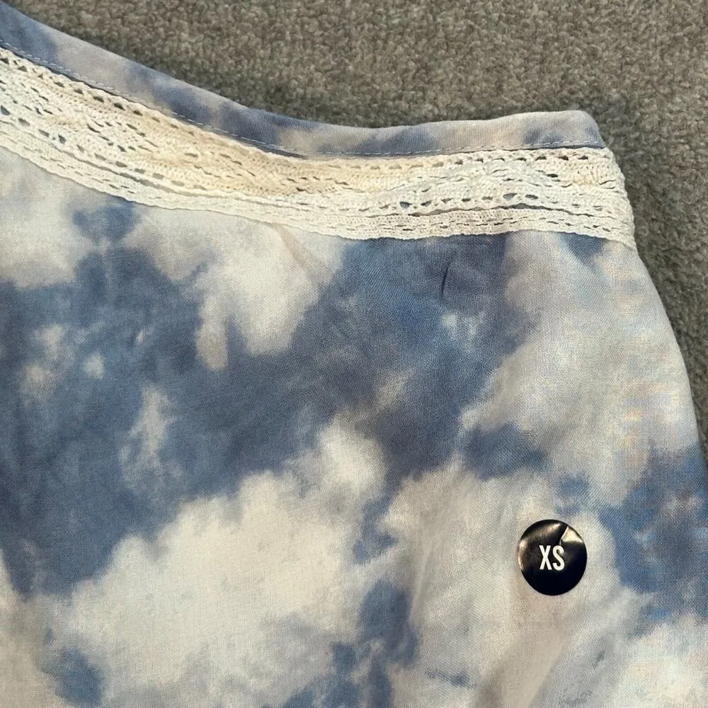 Hollister Halter Top Blue Sky Elastic Crop Waist Size X-Small Crochet Trim New - Image 2