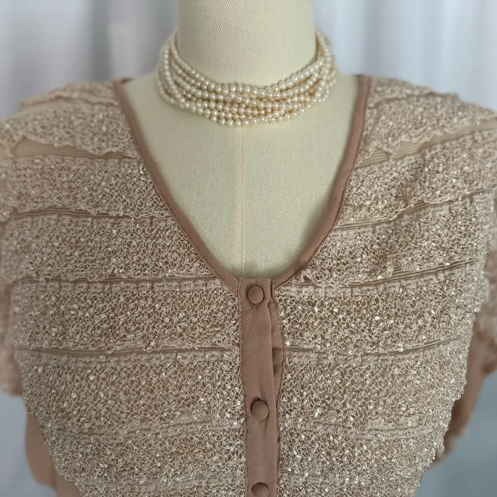 A'Reve Tan Ruffled Smocked Blouse (763) - Image 6