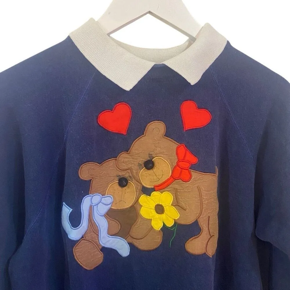 Hanes Vintage collared teddy bear sweatshirt size medium 90s - Image 3