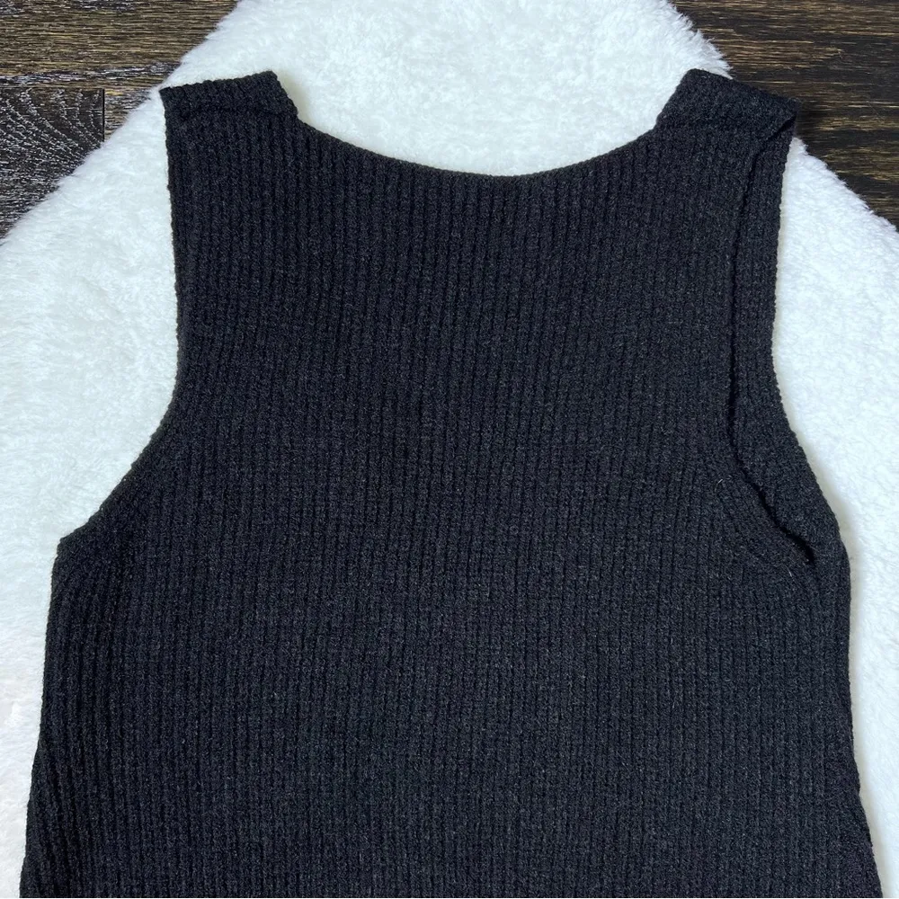 Black Knit Sleeveless Mini Sweater Dress - Image 5
